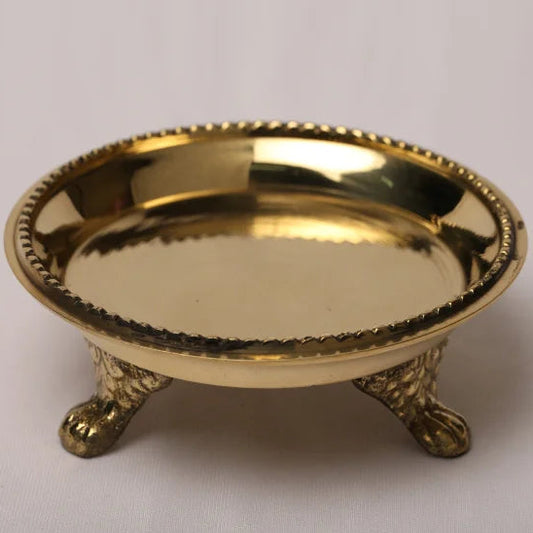 Brass Pooja Tray 3 Legs - Round Pin Tray 3" to 7" | 5 Sizes