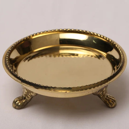Brass Pooja Tray 3 Legs - Round Pin Tray 3" to 7" | 5 Sizes