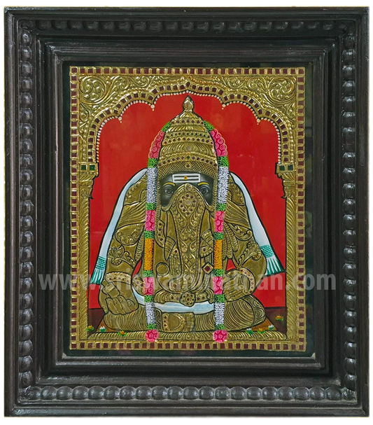 Pillaiyarpatti Karpaga Vinayagar Tanjore Painting | 22K Gold Foil | Swayambhu Ganesha | Sri Swaminathan & Co