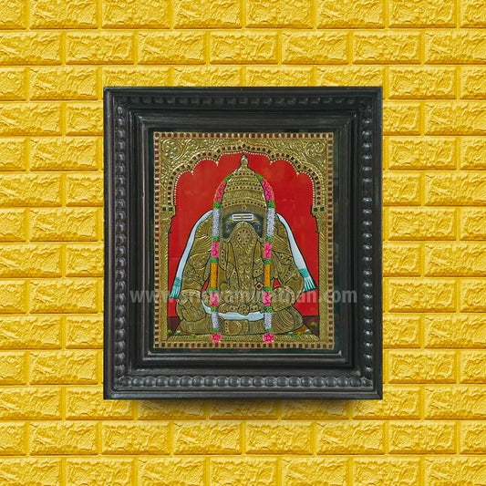 Pillaiyarpatti Karpaga Vinayagar Tanjore Painting | 22K Gold Foil | Framed on Wall | Sri Swaminathan & Co