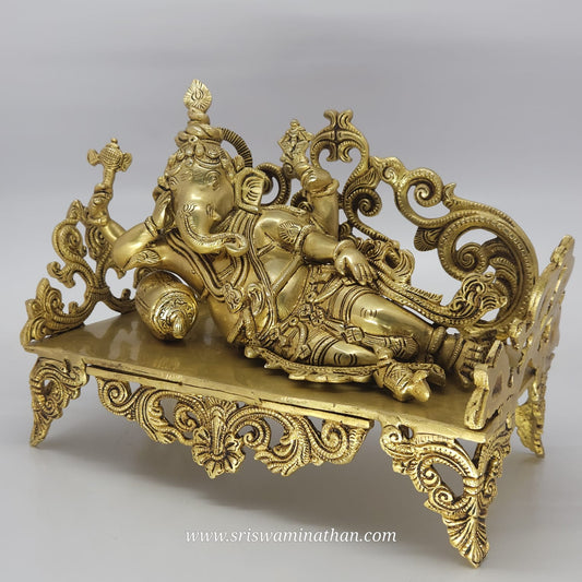 Eternal Ganesha Brass 6.5kg - Ananta Ganapati Temple Idol - Premium Ornate Throne Statue